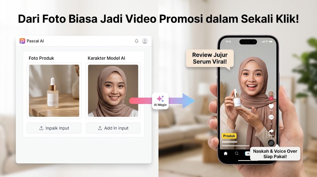 Ilustrasi Pascal AI: Dari Foto Biasa Jadi Video Promosi Affiliate Siap Pakai